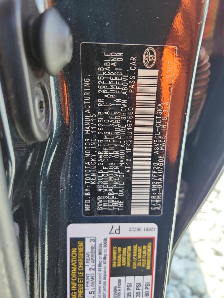 2016 Toyota Camry Le VIN: 4T1BF1FK2GU167660 Lot: 55574865