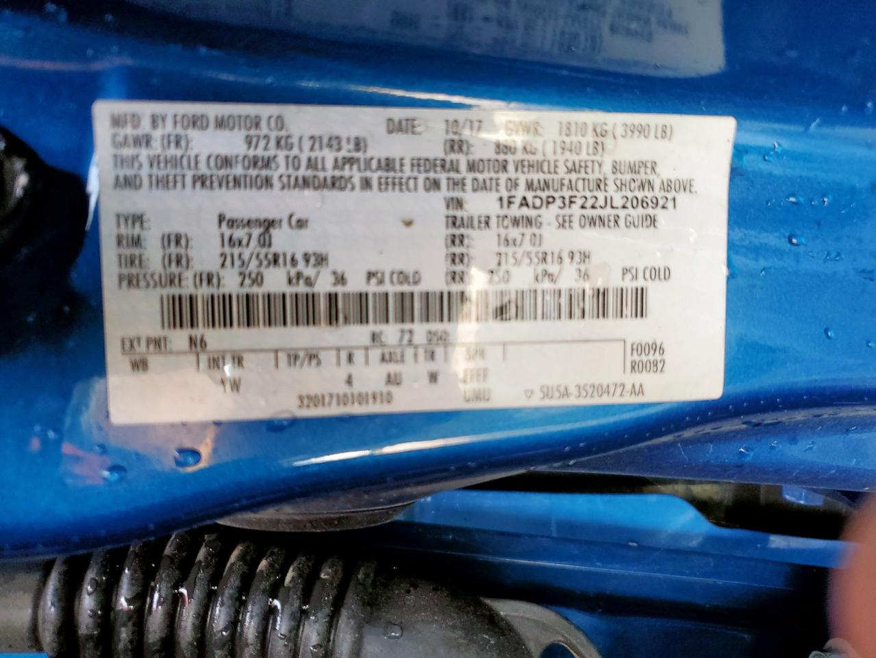2018 Ford Focus Se VIN: 1FADP3F22JL206921 Lot: 65264355