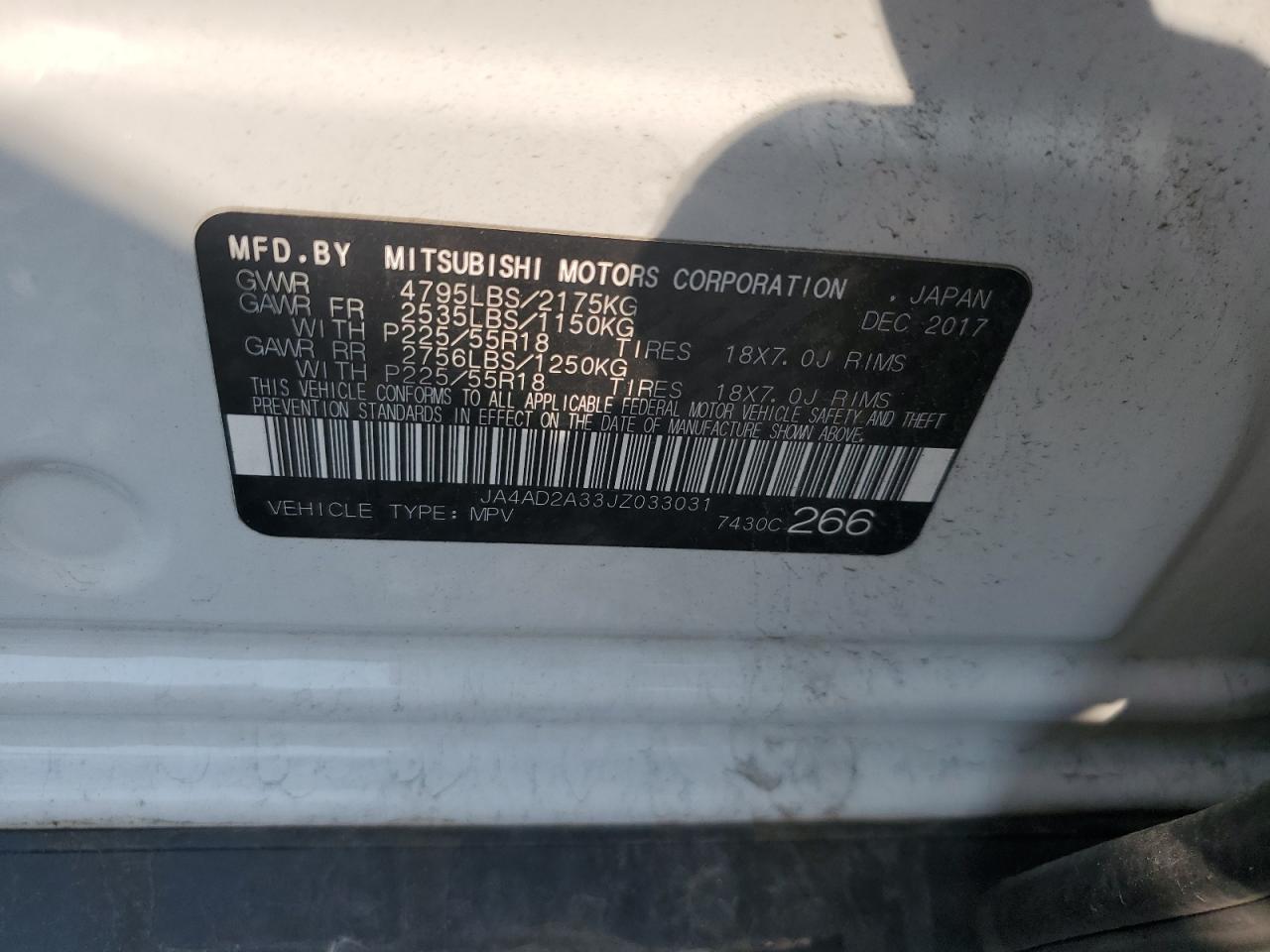 2018 Mitsubishi Outlander Es VIN: JA4AD2A33JZ033031 Lot: 64645535