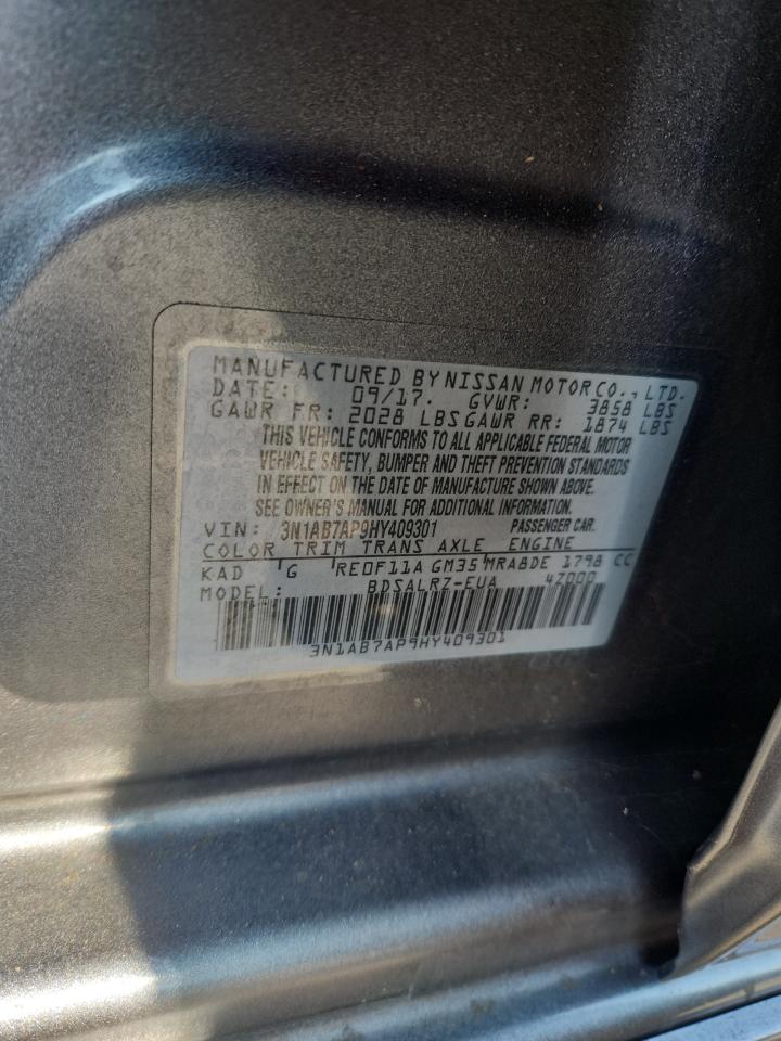 2017 Nissan Sentra S VIN: 3N1AB7AP9HY409301 Lot: 64576945