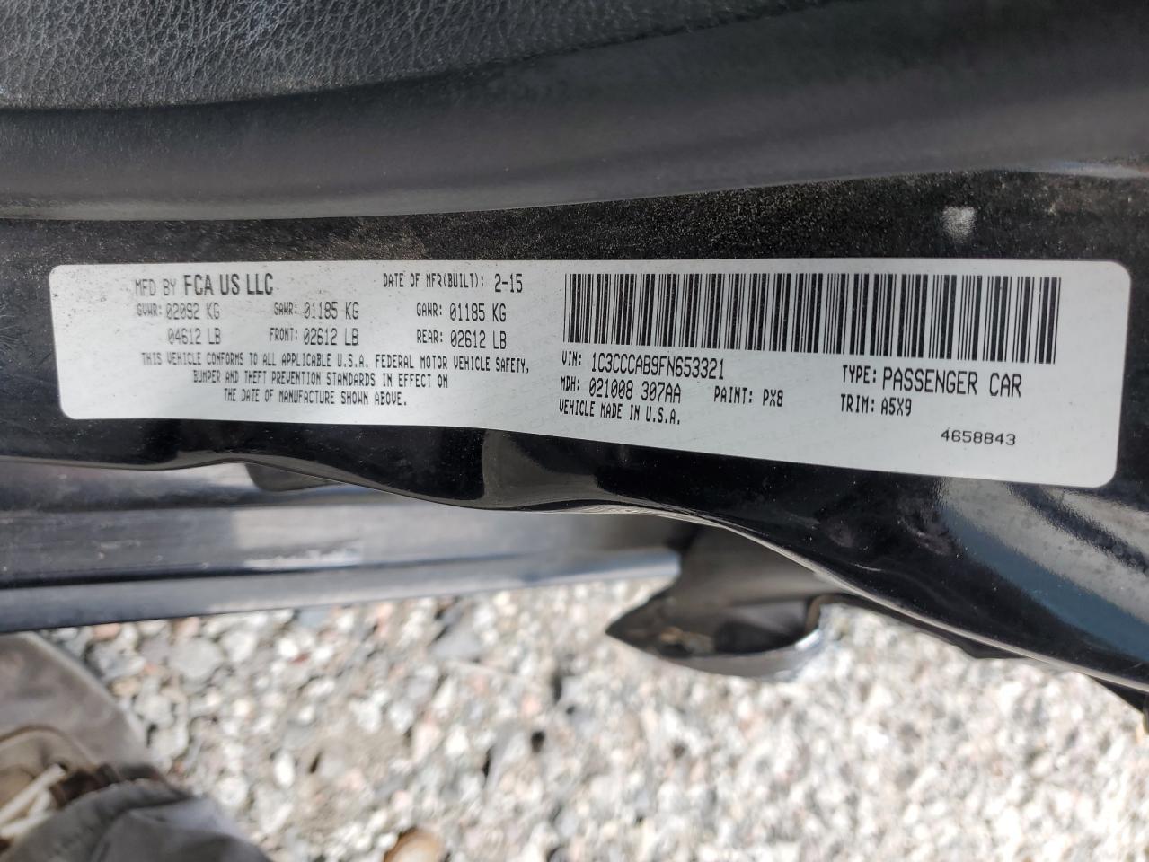 2015 Chrysler 200 Limited VIN: 1C3CCCAB9FN653321 Lot: 63860255