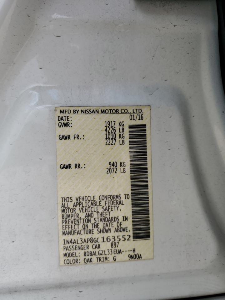 2016 Nissan Altima 2.5 VIN: 1N4AL3AP8GC163552 Lot: 65328615