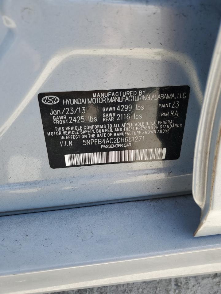 2013 Hyundai Sonata Gls VIN: 5NPEB4AC2DH681271 Lot: 65467025