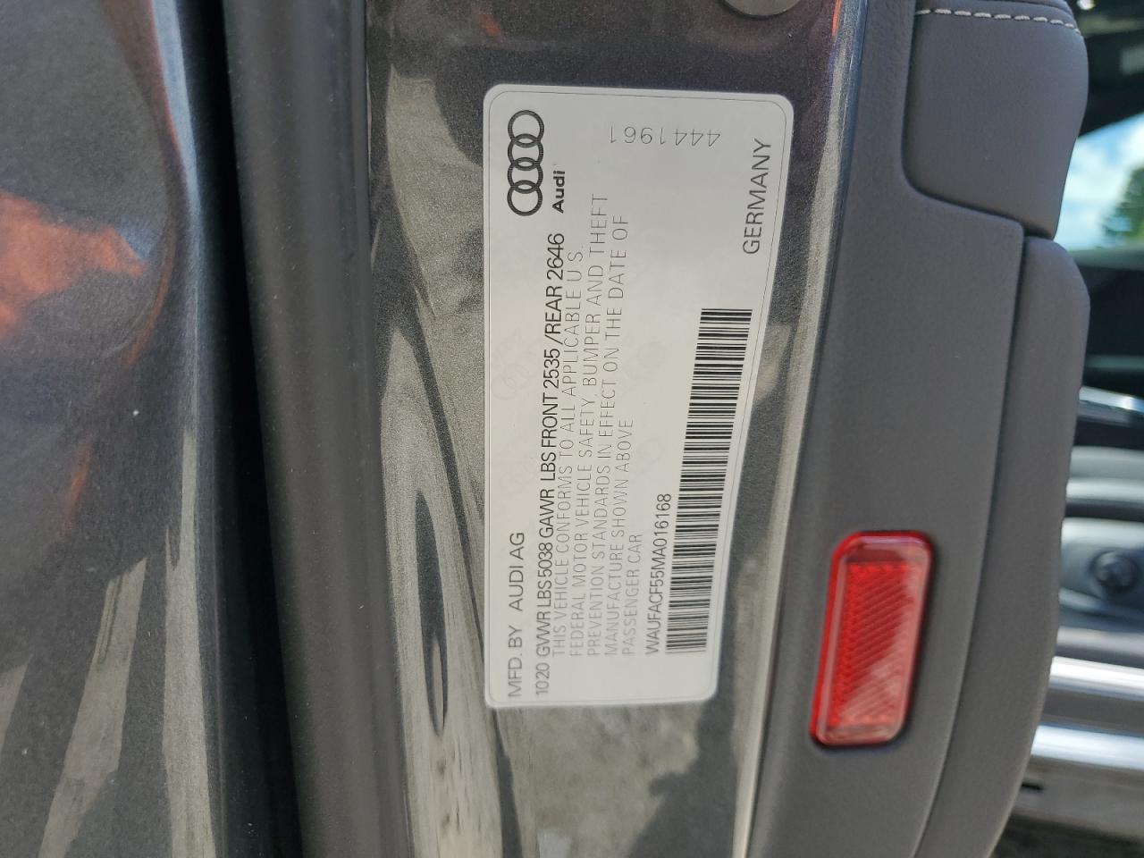 2021 Audi A5 Premium Plus 45 VIN: WAUFACF55MA016168 Lot: 65001115