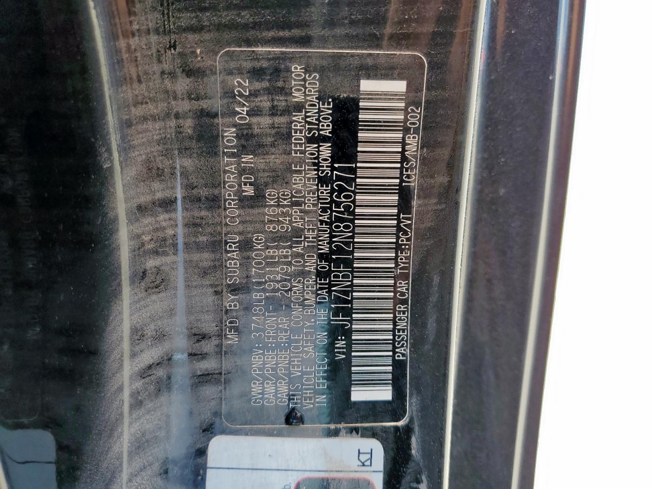 2022 Toyota Gr 86 Premium VIN: JF1ZNBF12N8756271 Lot: 65854555
