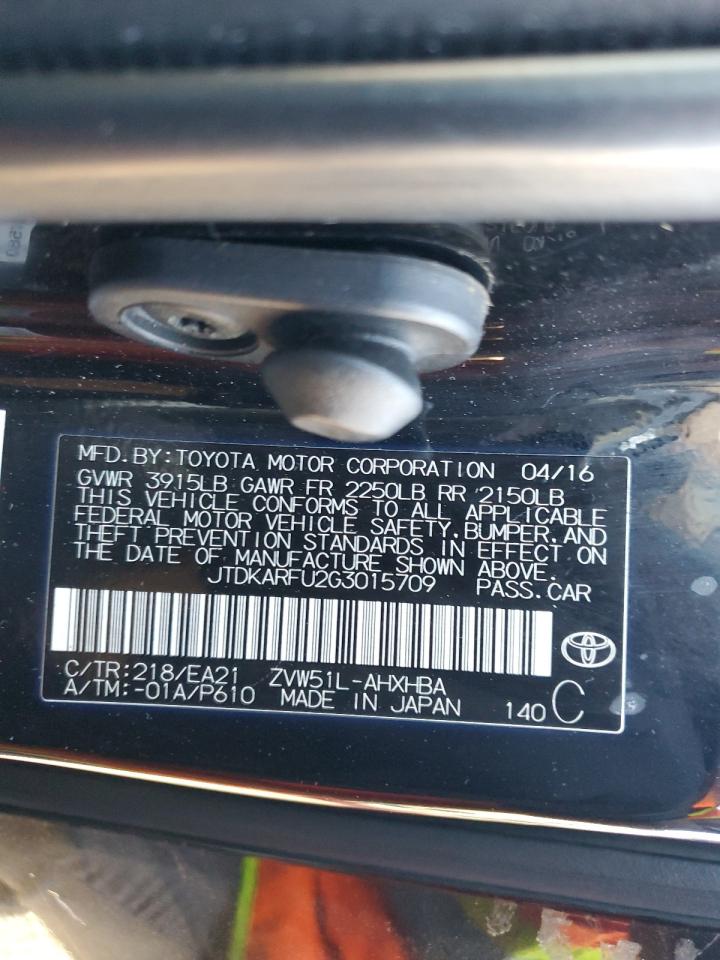 2016 Toyota Prius VIN: JTDKARFU2G3015709 Lot: 63874855