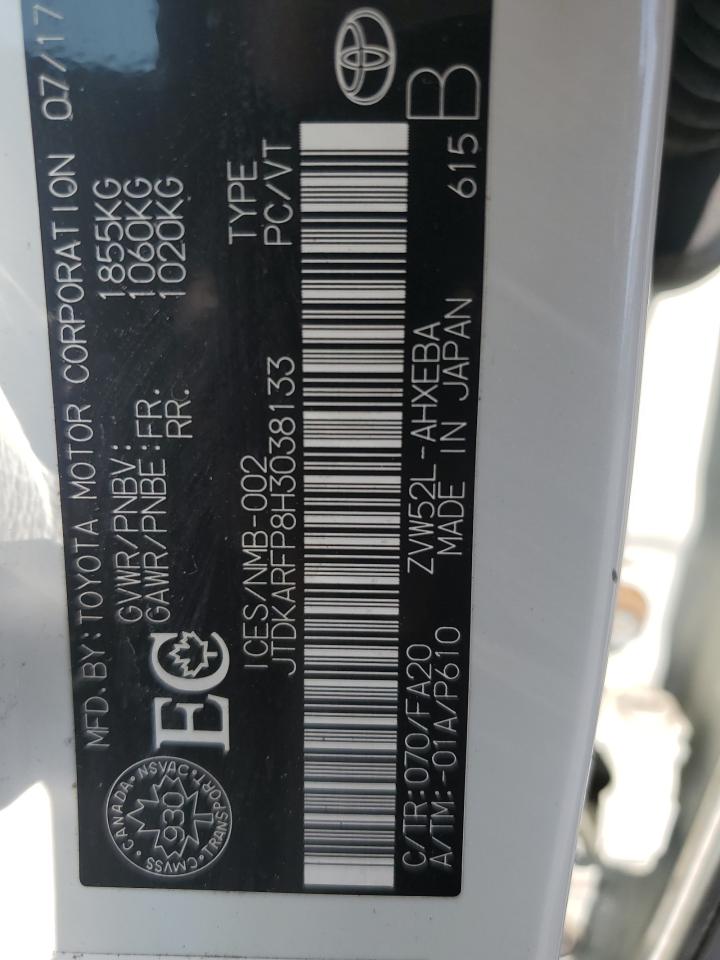 2017 Toyota Prius Prime VIN: JTDKARFP8H3038133 Lot: 62744195