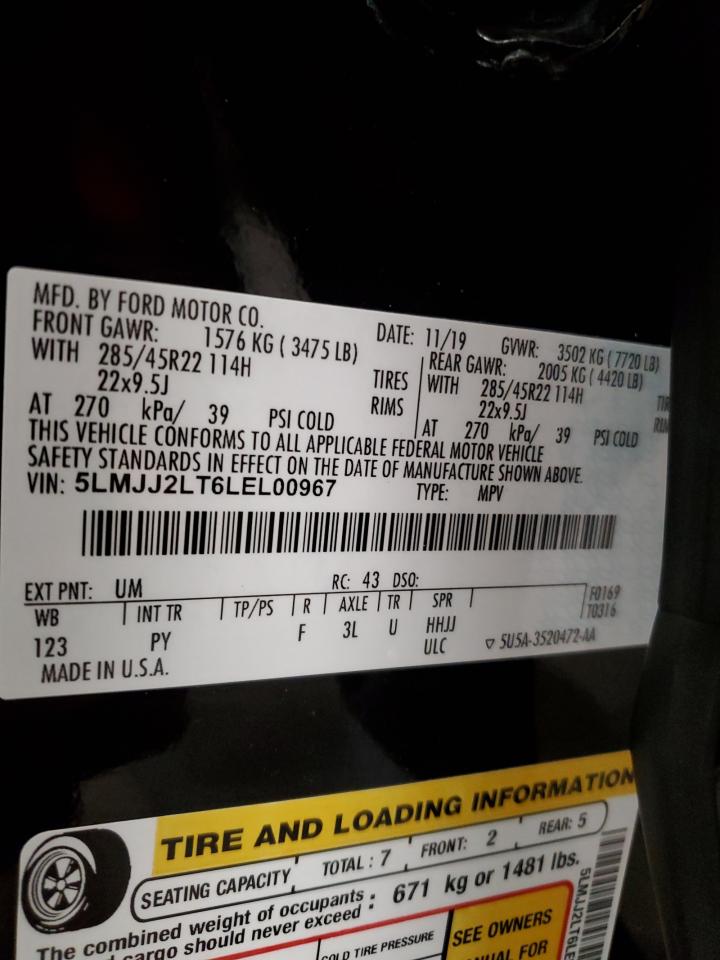 2020 Lincoln Navigator Reserve VIN: 5LMJJ2LT6LEL00967 Lot: 64099825