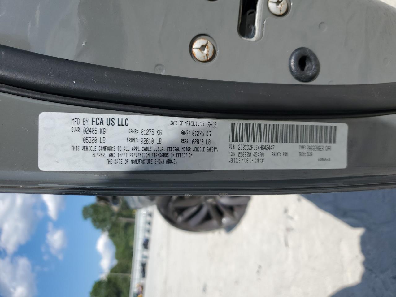 2019 Dodge Challenger R/T Scat Pack VIN: 2C3CDZFJ5KH642447 Lot: 64526525