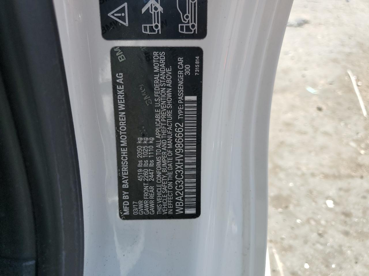 2017 BMW M240Xi VIN: WBA2G3C3XHV986662 Lot: 64046905