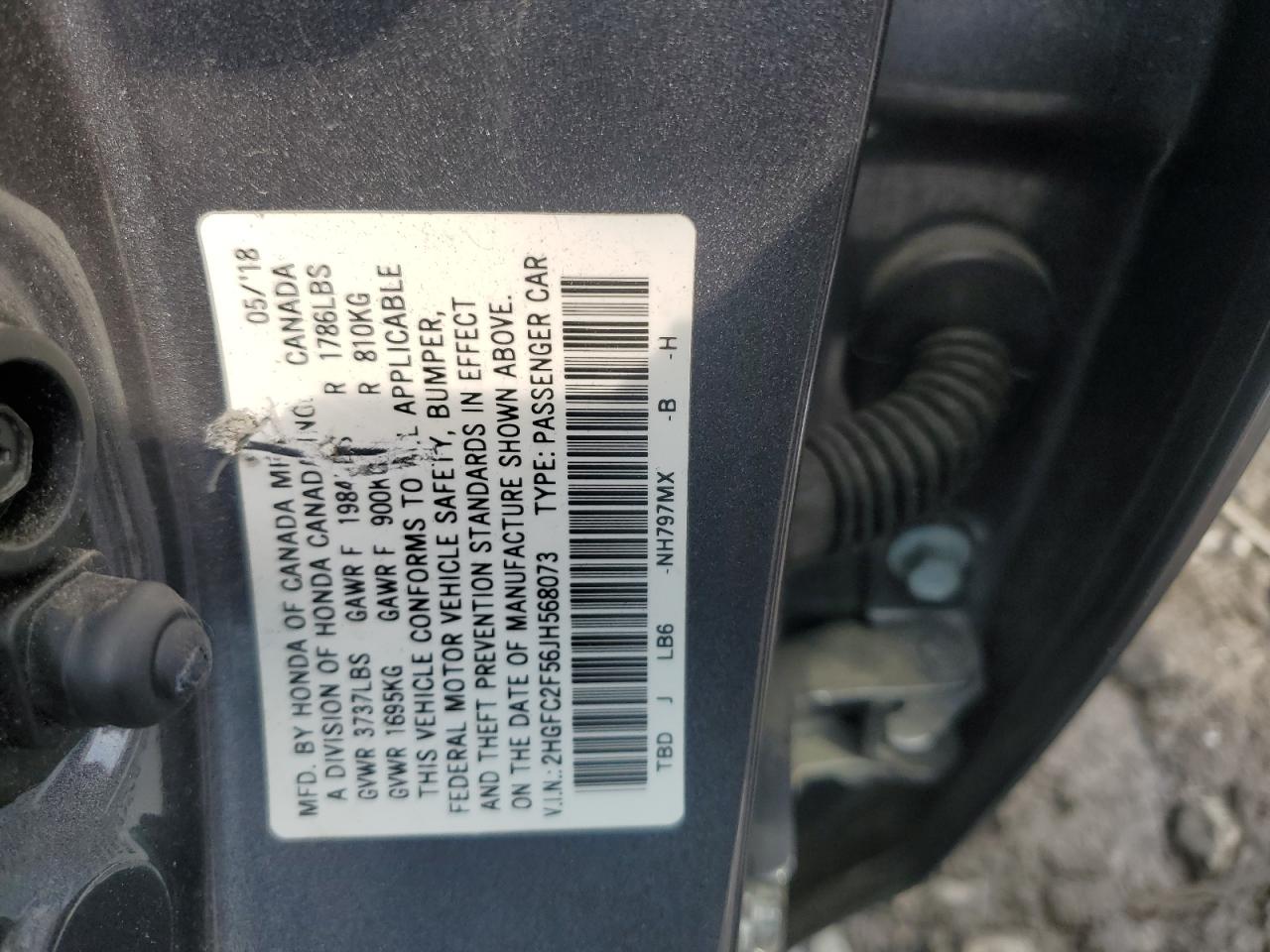 2018 Honda Civic Lx VIN: 2HGFC2F56JH568073 Lot: 62827125