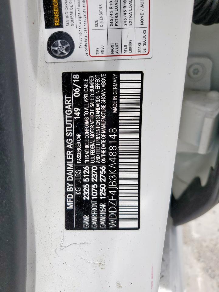 2019 Mercedes-Benz E 300 VIN: WDDZF4JB3KA488148 Lot: 65440445