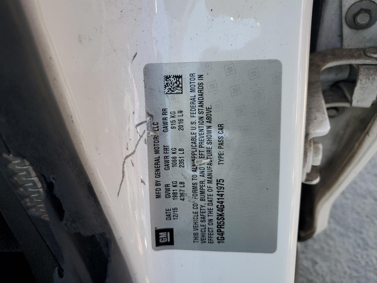 2016 Buick Verano Convenience VIN: 1G4PR5SK4G4141975 Lot: 64120545