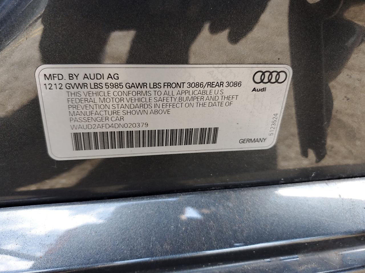 waud2afd4dn020379 WAUD2AFD4DN020379 2013 Audi S8 Quattro