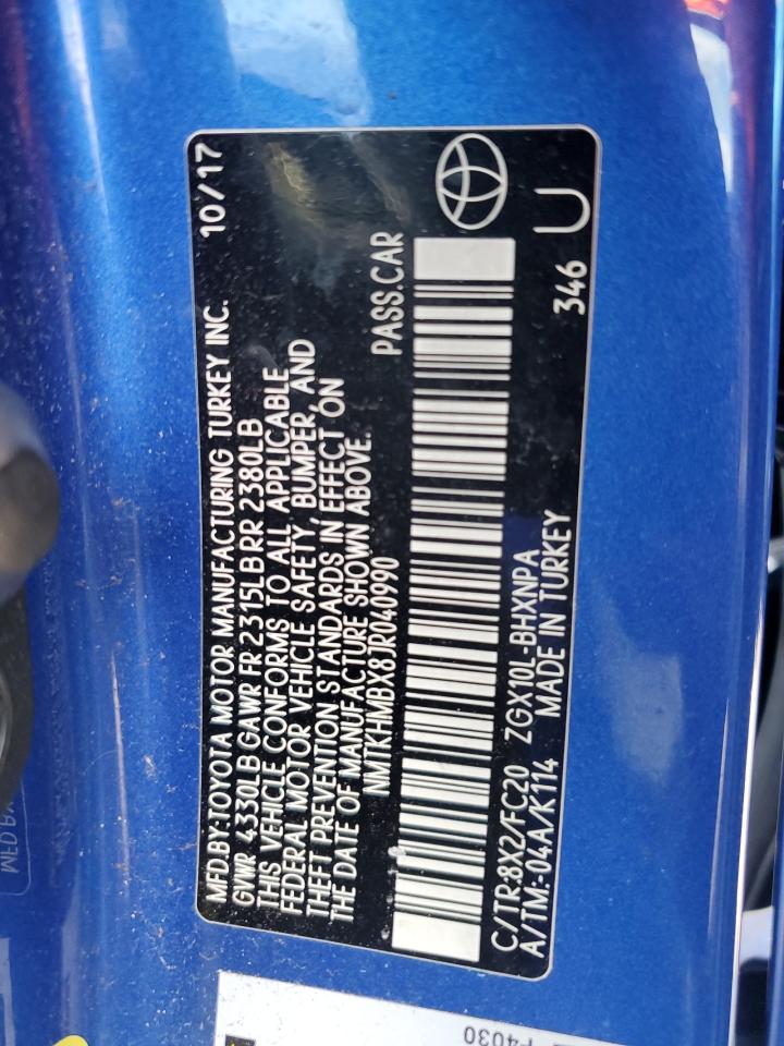 2018 Toyota C-Hr Xle VIN: NMTKHMBX8JR040990 Lot: 63418845