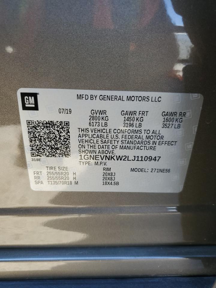 2020 Chevrolet Traverse High Country VIN: 1GNEVNKW2LJ110947 Lot: 65893785