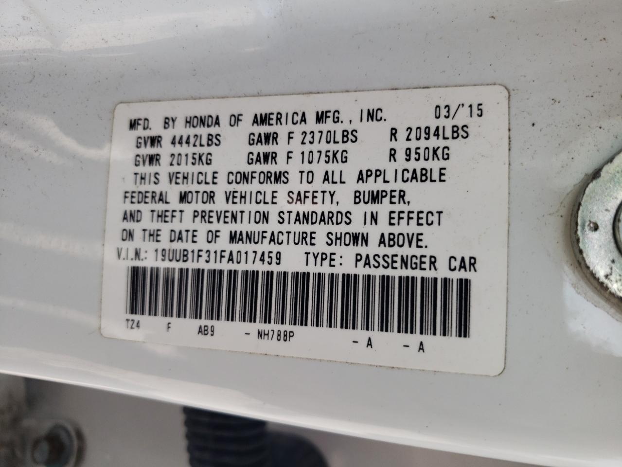 19uub1f31fa017459 19UUB1F31FA017459 2015 Acura Tlx