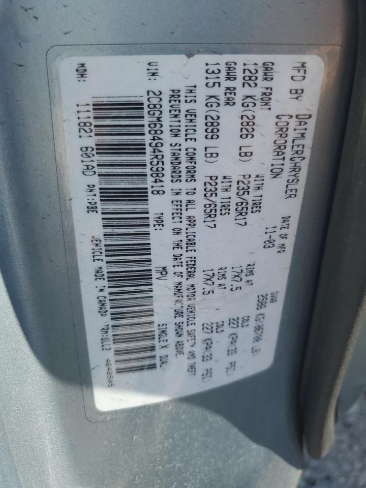 2c8gm68494r598418 2C8GM68494R598418 2004 Chrysler Pacifica