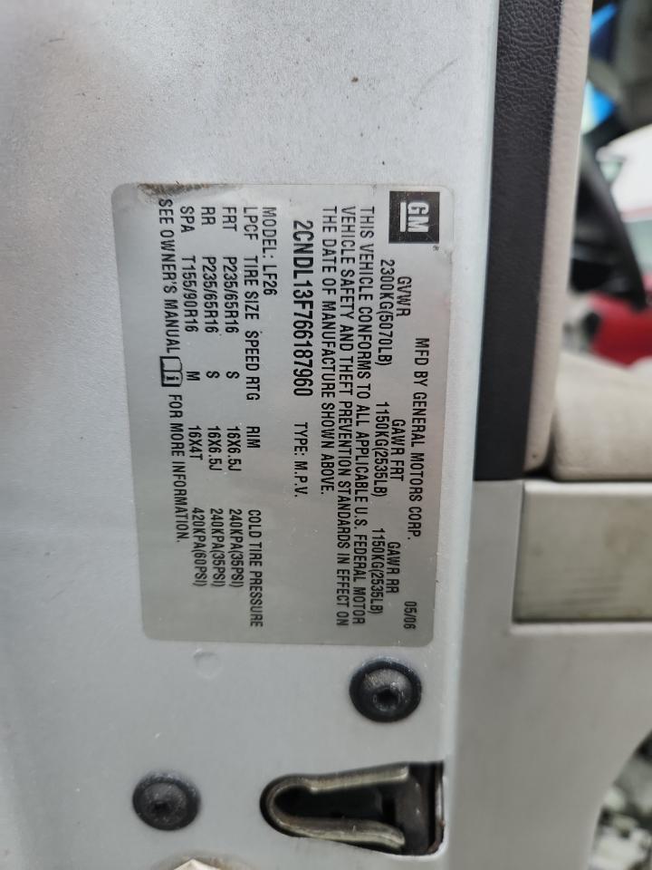 2006 Chevrolet Equinox Ls VIN: 2CNDL13F766187960 Lot: 64207675