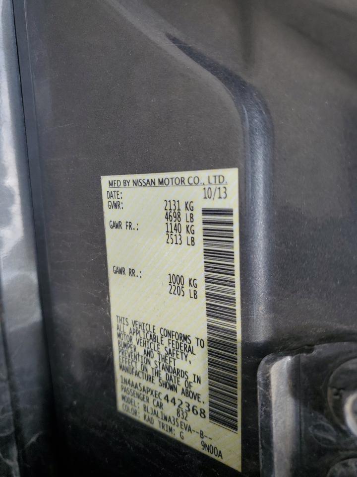 2014 Nissan Maxima S VIN: 1N4AA5APXEC442368 Lot: 64426545