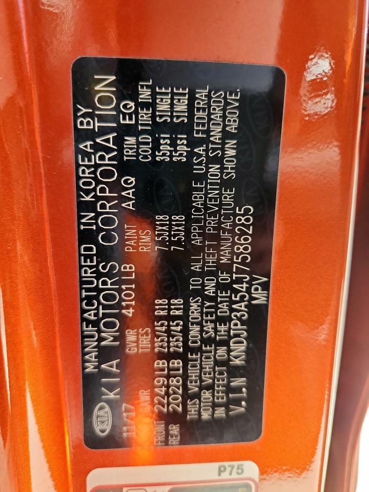 2018 Kia Soul + VIN: KNDJP3A54J7586285 Lot: 64047715