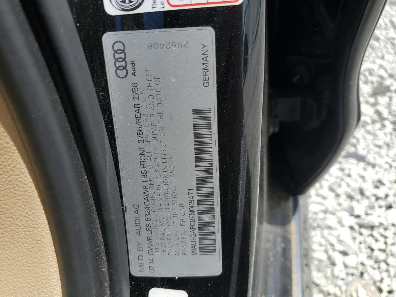 2015 Audi A6 Premium Plus VIN: WAUFGAFC8FN009471 Lot: 66308945