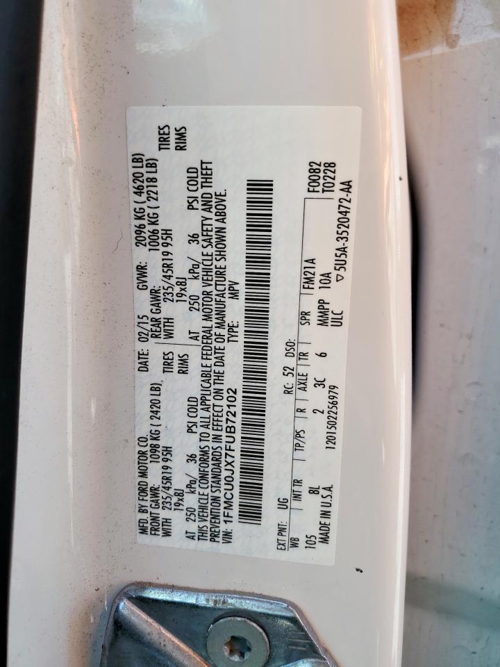2015 Ford Escape Titanium VIN: 1FMCU0JX7FUB72102 Lot: 65553845