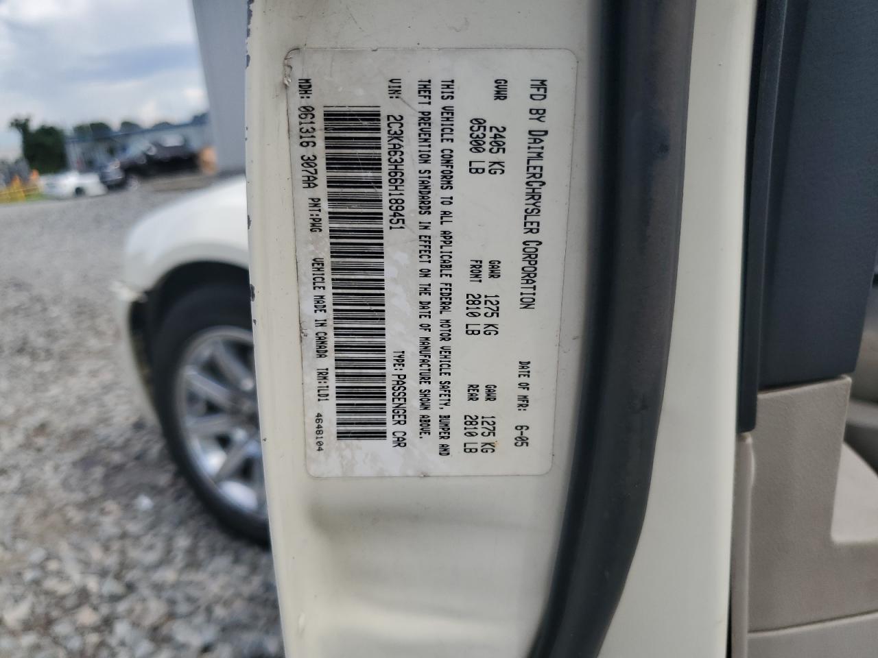2006 Chrysler 300C VIN: 2C3KA63H66H189451 Lot: 64460995