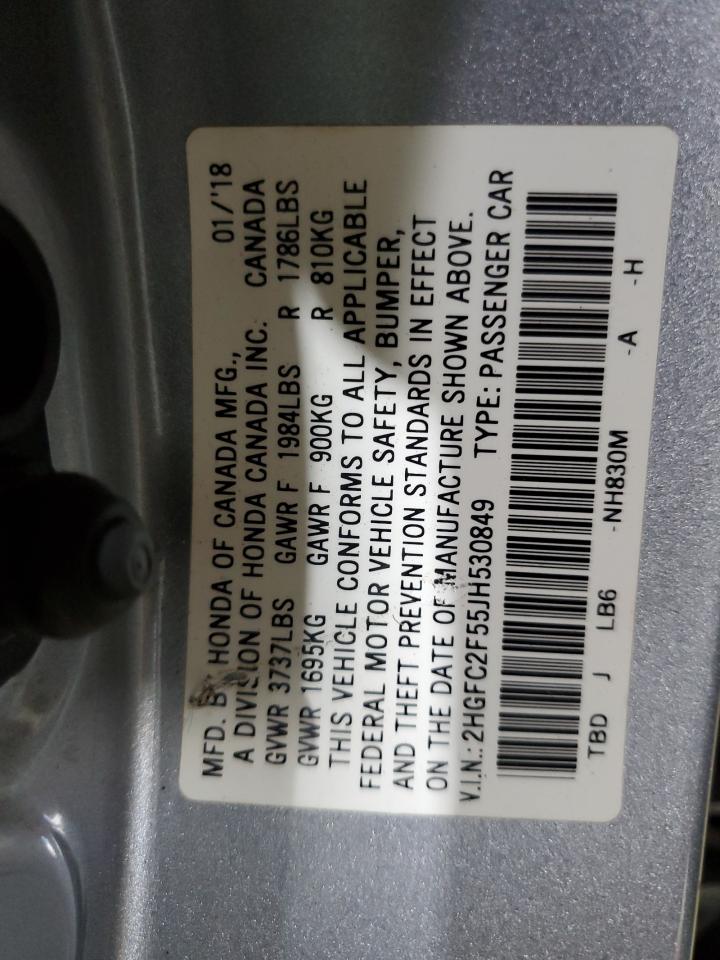 2018 Honda Civic Lx VIN: 2HGFC2F55JH530849 Lot: 65288865