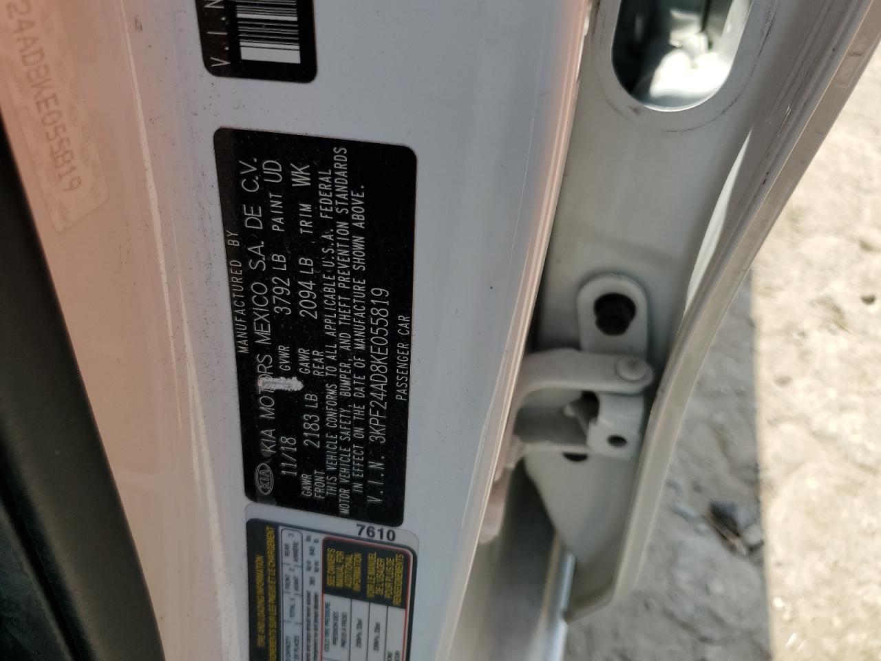 2019 Kia Forte Fe VIN: 3KPF24AD8KE055819 Lot: 64685055