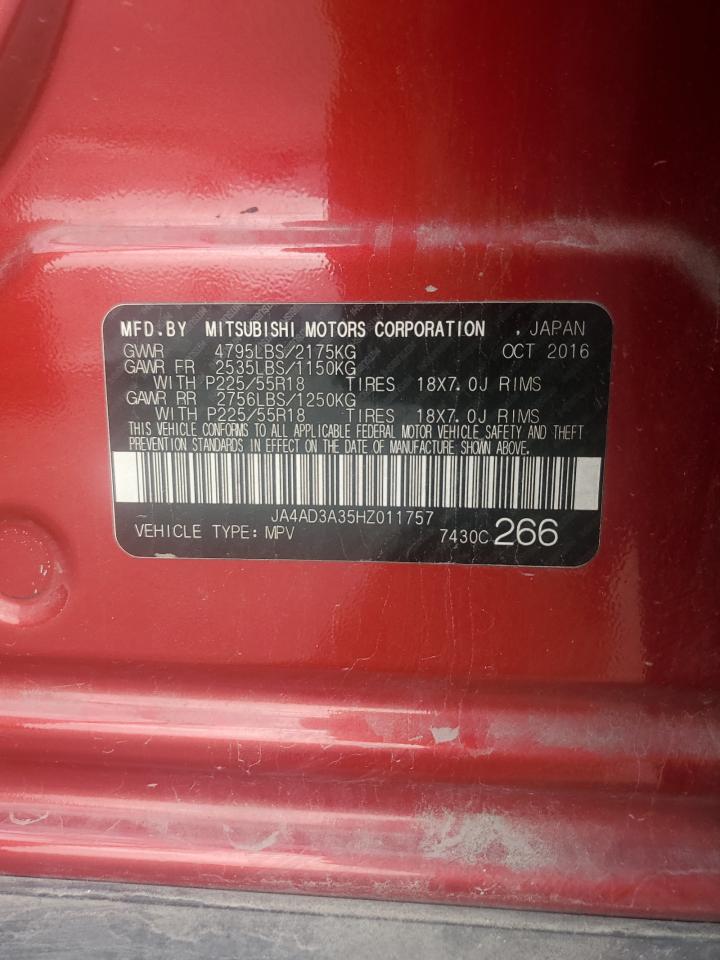 2017 Mitsubishi Outlander Se VIN: JA4AD3A35HZ011757 Lot: 64591655