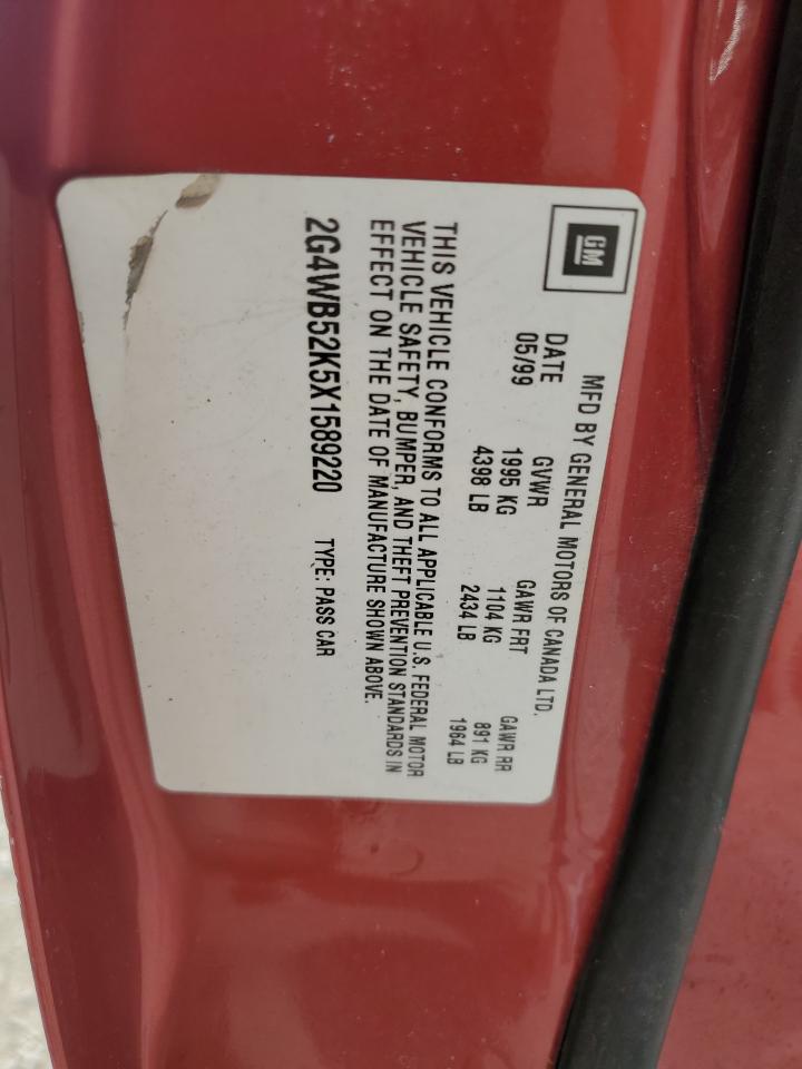 1999 Buick Regal Ls VIN: 2G4WB52K5X1589220 Lot: 64267045