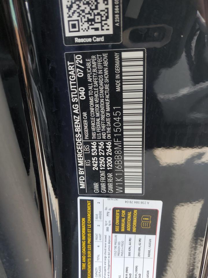 2021 Mercedes-Benz E Amg 53 VIN: W1K1J6BB8MF150451 Lot: 65341545