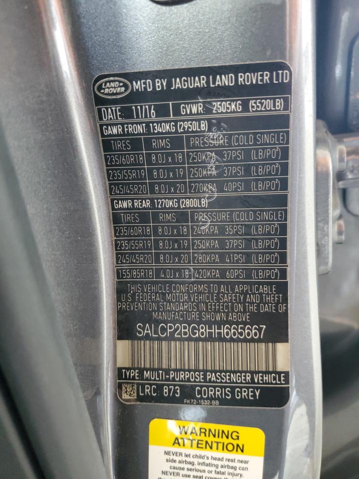 2017 Land Rover Discovery Sport Se VIN: SALCP2BG8HH665667 Lot: 62945275
