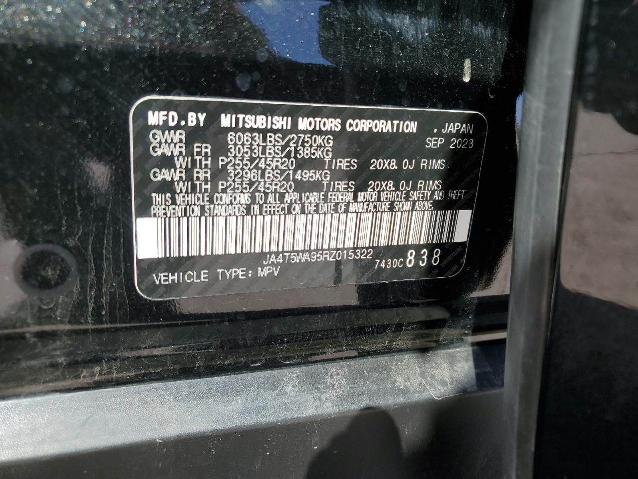 2024 Mitsubishi Outlander Sel VIN: JA4T5WA95RZ015322 Lot: 65983525