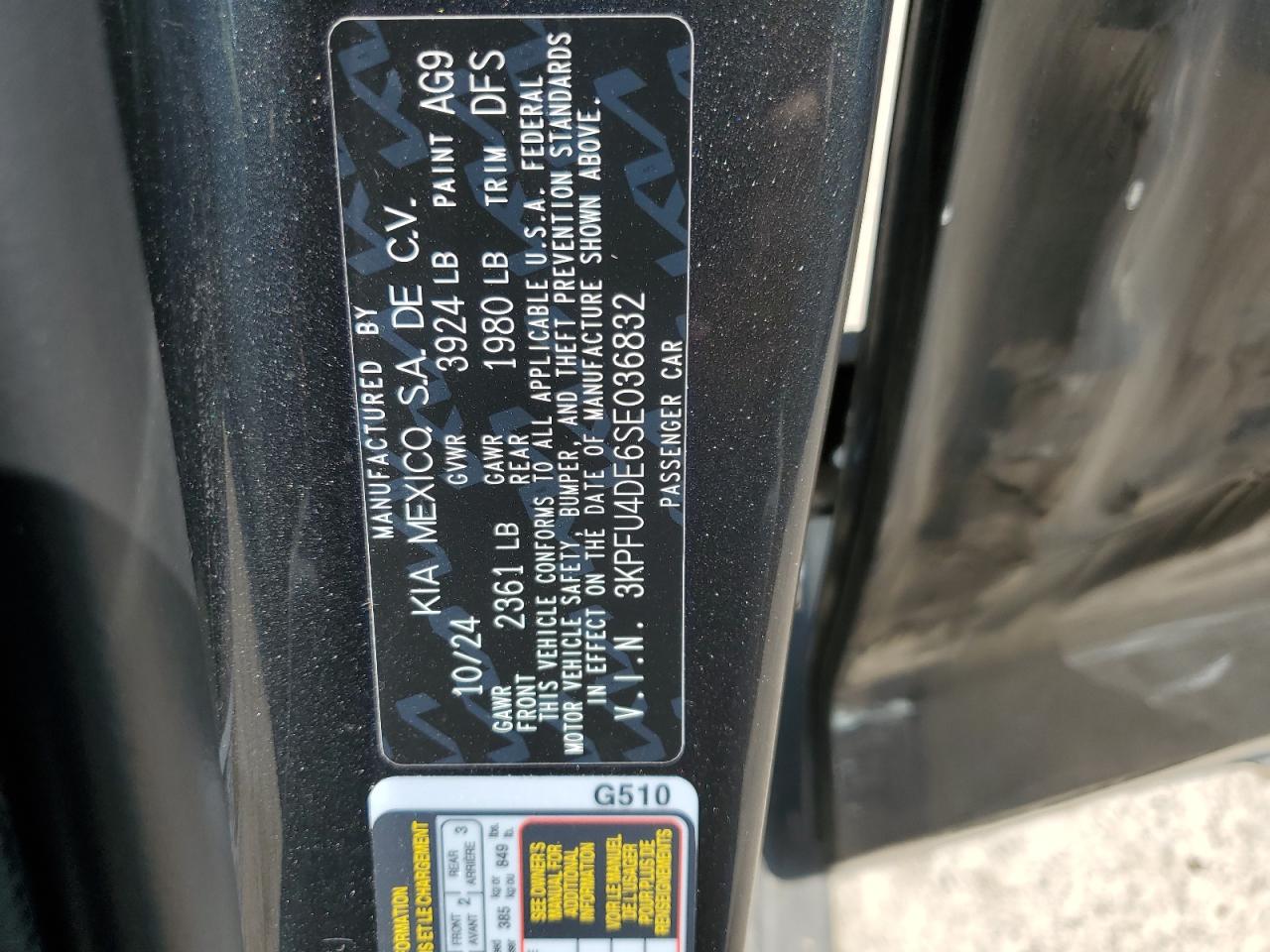 2025 Kia K4 Ex VIN: 3KPFU4DE6SE036832 Lot: 66826375