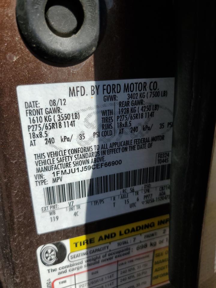2012 Ford Expedition Xlt VIN: 1FMJU1J59CEF66900 Lot: 63739125