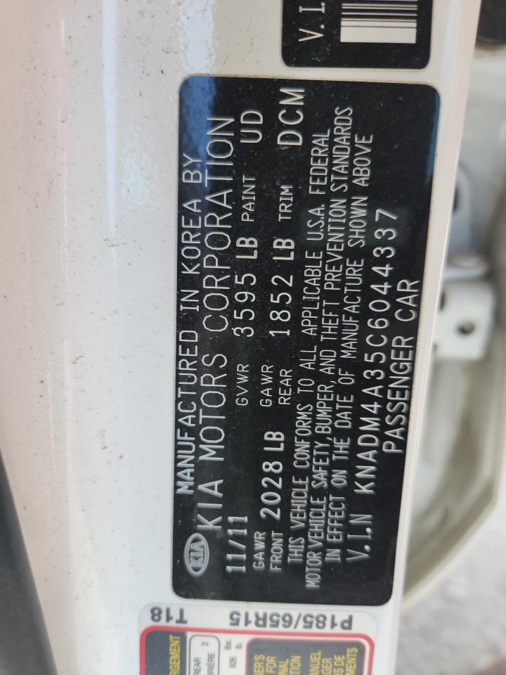 2012 Kia Rio Lx VIN: KNADM4A35C6044337 Lot: 63367965
