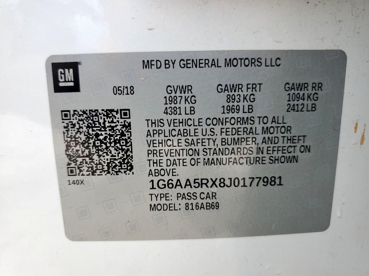 2018 Cadillac Ats VIN: 1G6AA5RX8J0177981 Lot: 64493925