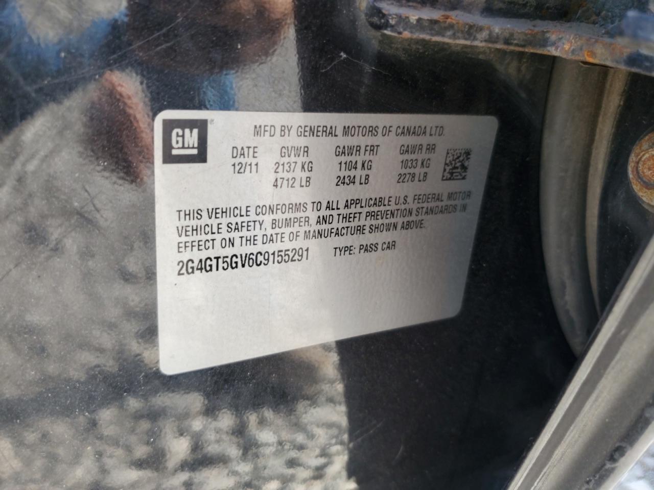 2012 Buick Regal Premium VIN: 2G4GT5GV6C9155291 Lot: 64776235