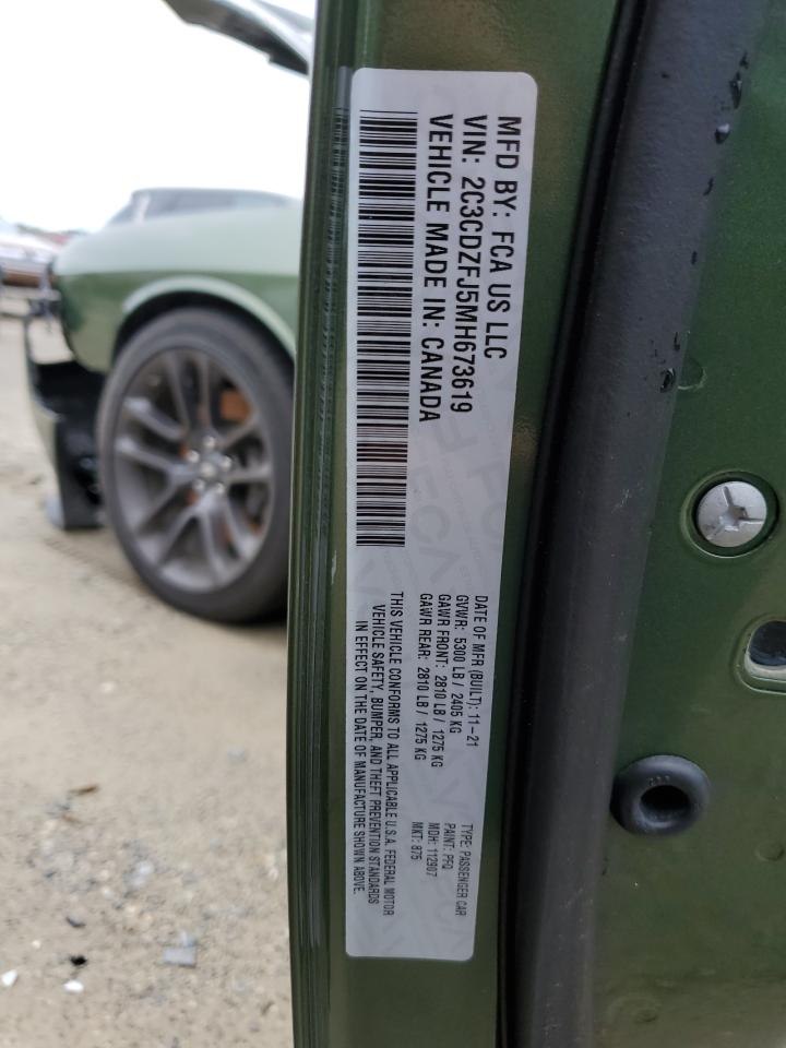2021 Dodge Challenger R/T Scat Pack VIN: 2C3CDZFJ5MH673619 Lot: 64100895