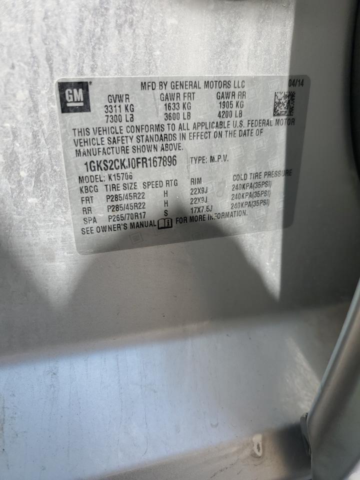 2015 GMC Yukon Denali VIN: 1GKS2CKJ0FR167896 Lot: 64131275