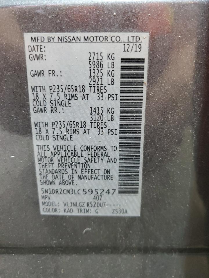 2020 Nissan Pathfinder Sl VIN: 5N1DR2CM3LC595247 Lot: 64602695