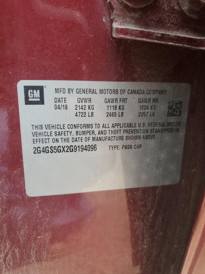 2016 Buick Regal Premium VIN: 2G4GS5GX2G9194096 Lot: 64012625