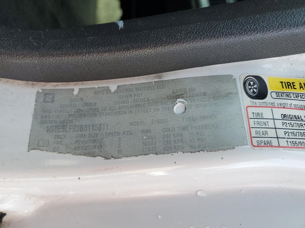 1gte5lf93b8115811 1GTE5LF93B8115811 2011 GMC Canyon