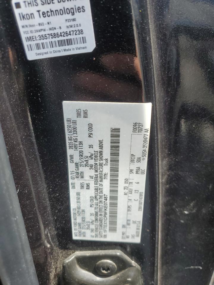 2015 Ford F150 Super Cab VIN: 1FTEX1CP9FKE07487 Lot: 66116595