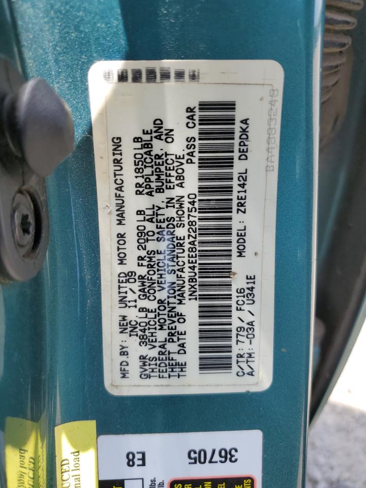 2010 Toyota Corolla Base VIN: 1NXBU4EE8AZ287540 Lot: 64727215