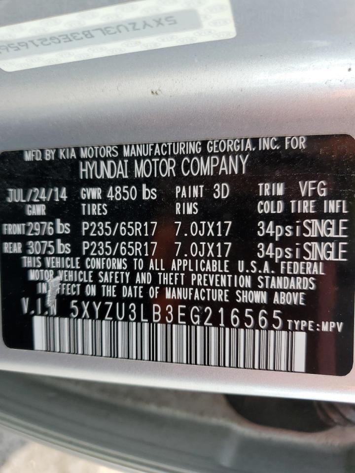 2014 Hyundai Santa Fe Sport VIN: 5XYZU3LB3EG216565 Lot: 63623265