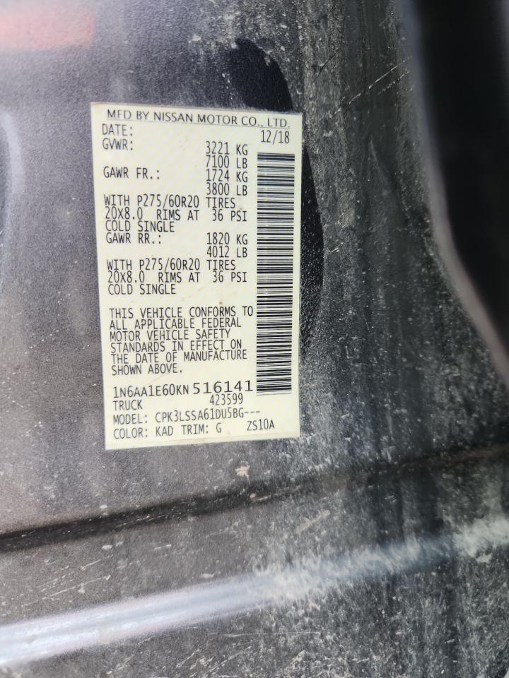 2019 Nissan Titan Platinum Reserve VIN: 1N6AA1E60KN516141 Lot: 64790115