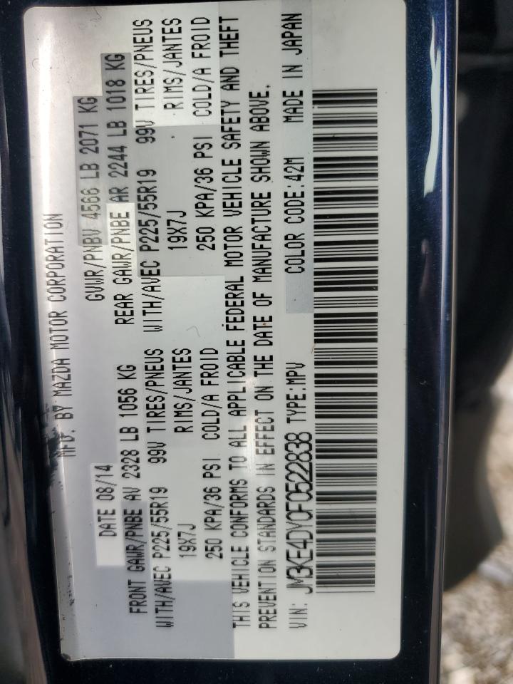 2015 Mazda Cx-5 Gt VIN: JM3KE4DY0F0522838 Lot: 64809255